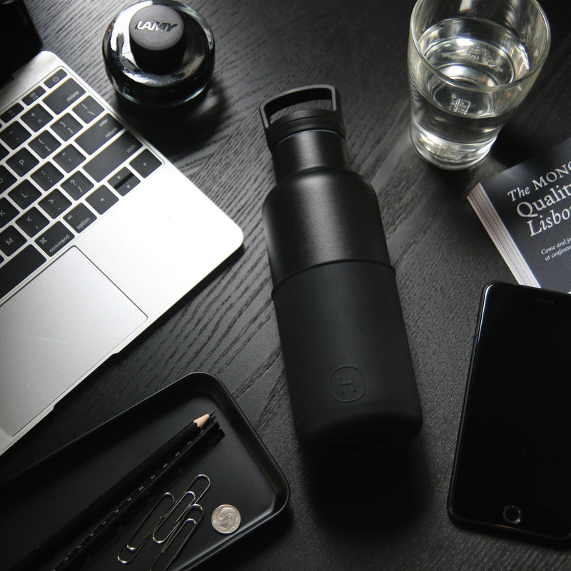 Black-Ink Black 16 Oz, HYDY - Water bottles, 18/8 (304) Stainless Steel, BPA Free, Reusable
