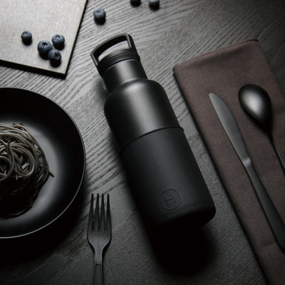 Black-Ink Black 16 Oz, HYDY - Water bottles, 18/8 (304) Stainless Steel, BPA Free, Reusable