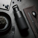 Black-Ink Black 16 Oz, HYDY - Water bottles, 18/8 (304) Stainless Steel, BPA Free, Reusable