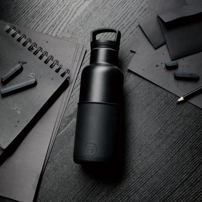 Black-Ink Black 16 Oz, HYDY - Water bottles, 18/8 (304) Stainless Steel, BPA Free, Reusable