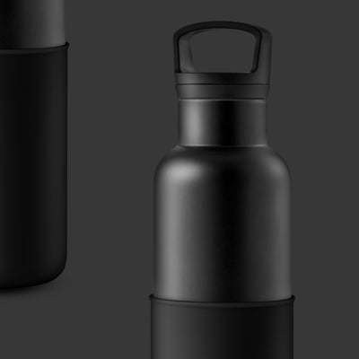 Black-Midnight Black 20 Oz, HYDY - Water bottles, 18/8 (304) Stainless Steel, BPA Free, Reusable