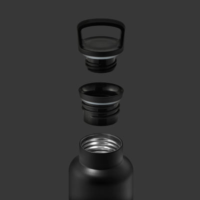 Black-Midnight Black 20 Oz, HYDY - Water bottles, 18/8 (304) Stainless Steel, BPA Free, Reusable