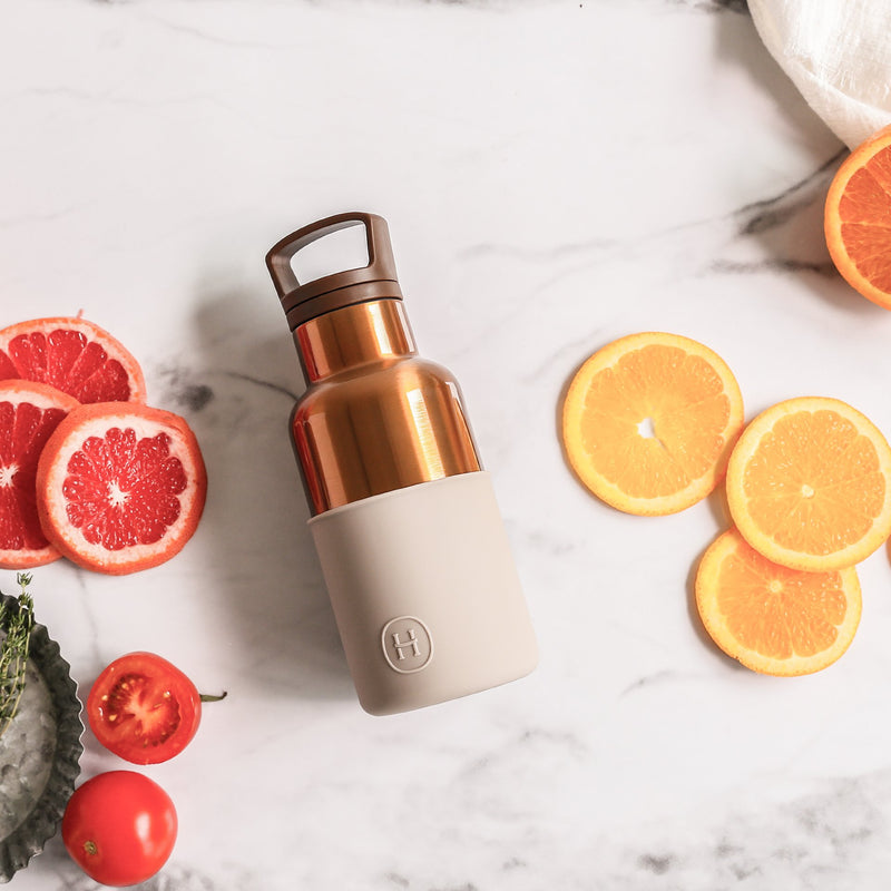 Bronze Gold-Eucalyptus 12 Oz, HYDY - Water bottles, 18/8 (304) Stainless Steel, BPA Free, Reusable