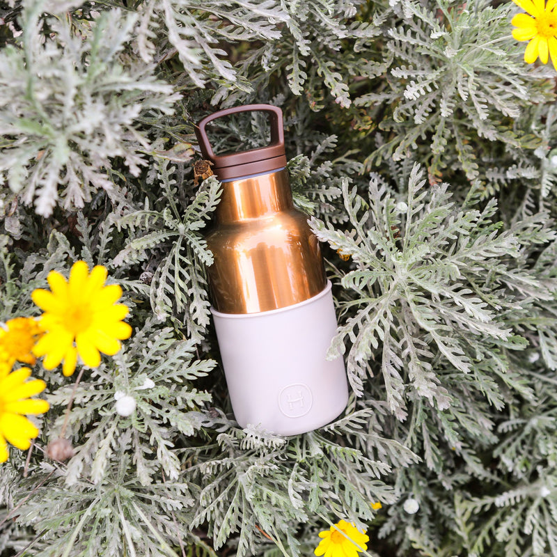Bronze Gold-Eucalyptus 12 Oz, HYDY - Water bottles, 18/8 (304) Stainless Steel, BPA Free, Reusable