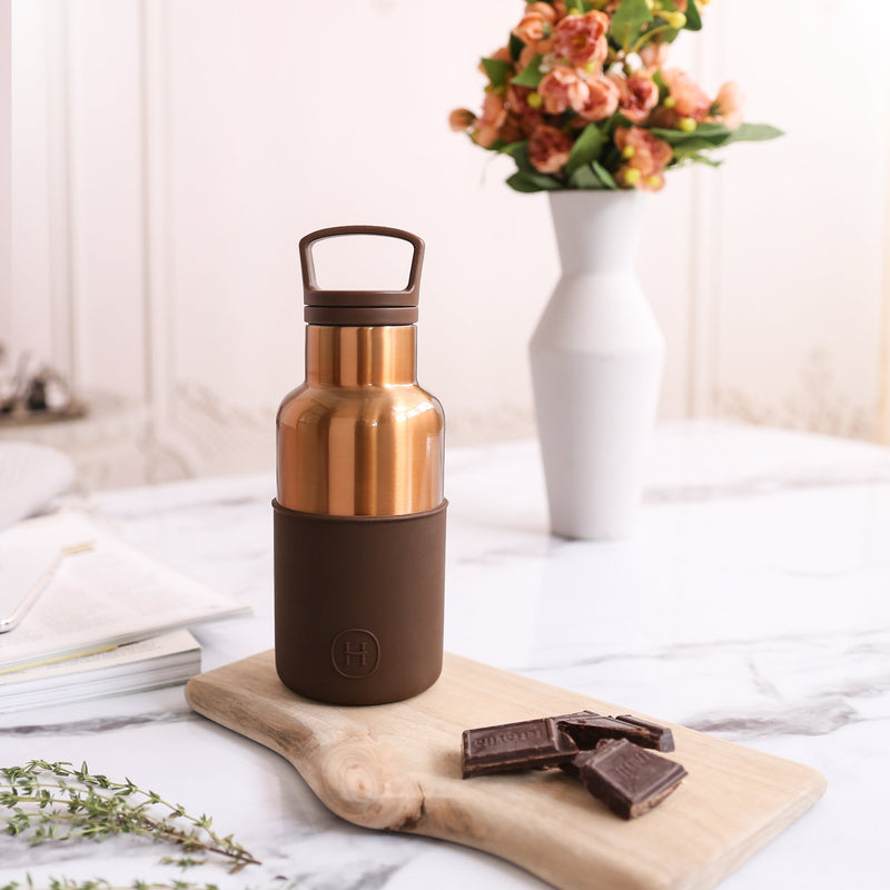 Bronze Gold-Mocha 12 Oz, HYDY - Water bottles, 18/8 (304) Stainless Steel, BPA Free, Reusable