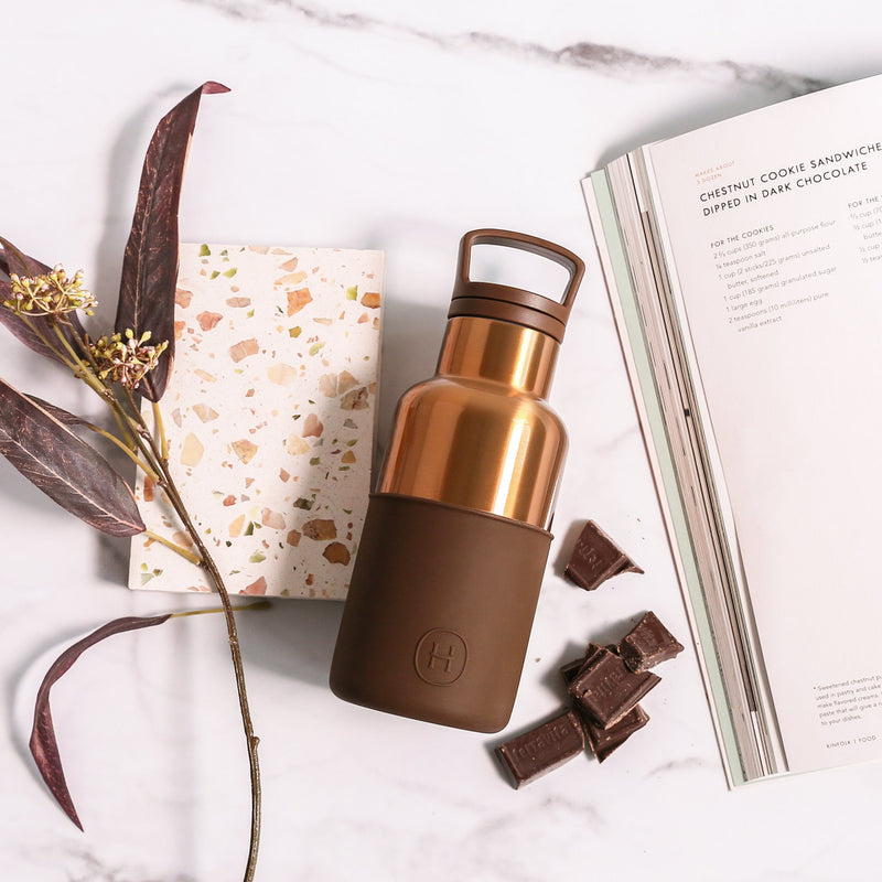 Bronze Gold-Mocha 12 Oz, HYDY - Water bottles, 18/8 (304) Stainless Steel, BPA Free, Reusable