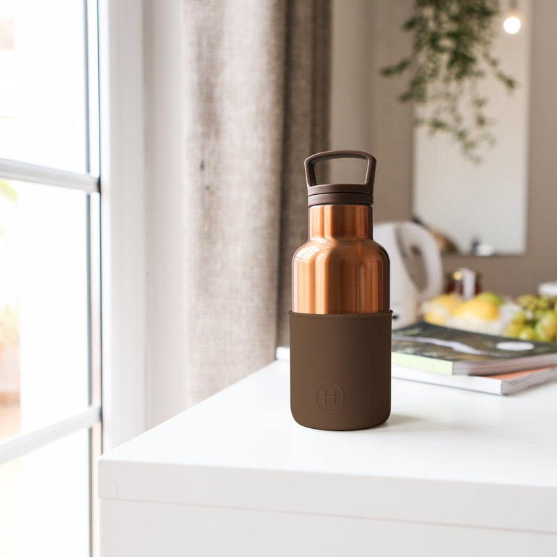 Bronze Gold-Mocha 12 Oz, HYDY - Water bottles, 18/8 (304) Stainless Steel, BPA Free, Reusable