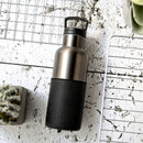 Titanium grey-Ink Black 16 Oz, HYDY - Water bottles, 18/8 (304) Stainless Steel, BPA Free, Reusable