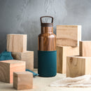 Wood Grain-Peacock Green 16 Oz, HYDY - Water bottles, 18/8 (304) Stainless Steel, BPA Free, Reusable