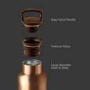 Bronze Gold-Midnight Black 20 Oz, HYDY - Water bottles, 18/8 (304) Stainless Steel, BPA Free, Reusable