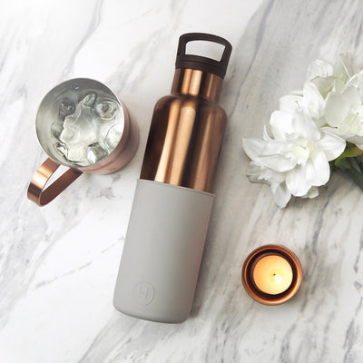 Bronze Gold-Cloudy Grey 20 Oz, HYDY - Water bottles, 18/8 (304) Stainless Steel, BPA Free, Reusable