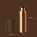 Bronze Gold-Mocha 20 Oz, HYDY - Water bottles, 18/8 (304) Stainless Steel, BPA Free, Reusable