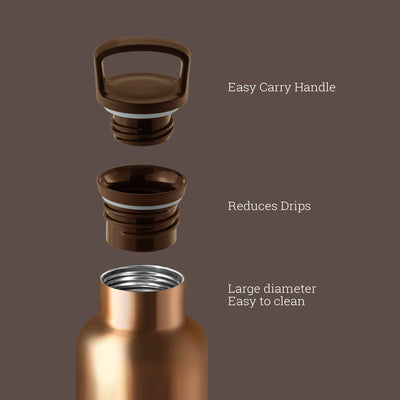 Bronze Gold 20 Oz, HYDY - Water bottles, 18/8 (304) Stainless Steel, BPA Free, Reusable