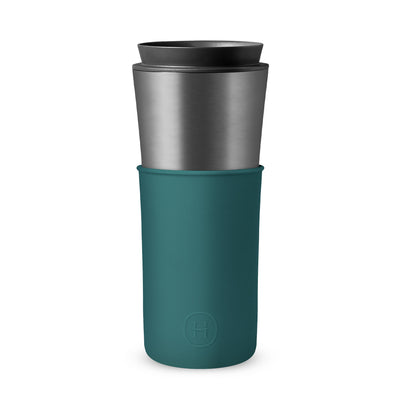 Titanium Grey Travel Mug - Peacock Green 15 Oz