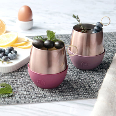 Pink Gold Tumbler-Sangria 8 OZ, HYDY - Water bottles, 18/8 (304) Stainless Steel, BPA Free, Reusable