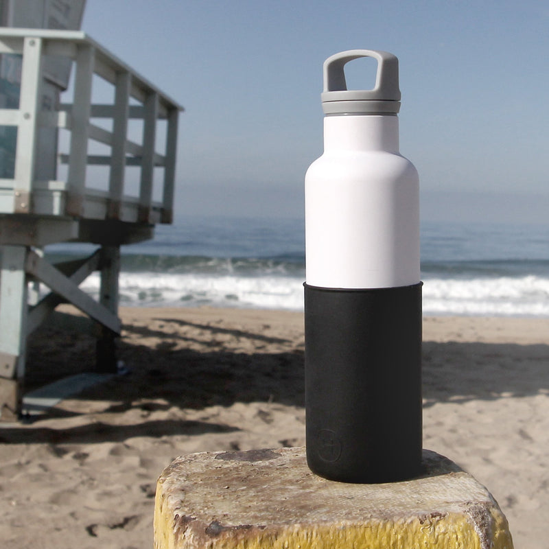 White-Midnight Black 20 Oz, HYDY - Water bottles, 18/8 (304) Stainless Steel, BPA Free, Reusable