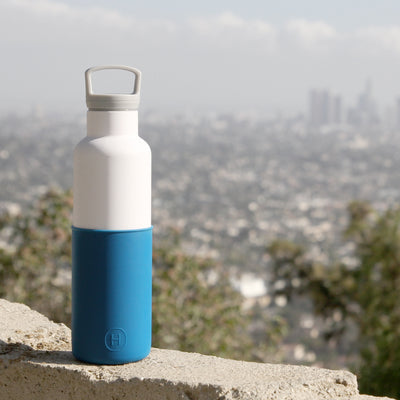 White-Blue 20 Oz, HYDY - Water bottles, 18/8 (304) Stainless Steel, BPA Free, Reusable