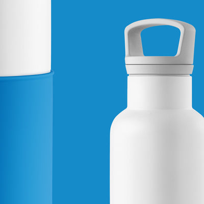 White-Blue 20 Oz, HYDY - Water bottles, 18/8 (304) Stainless Steel, BPA Free, Reusable