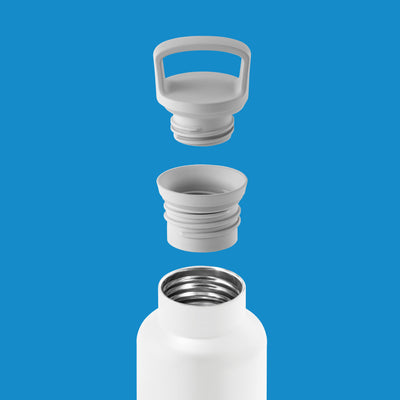 White-Blue 20 Oz, HYDY - Water bottles, 18/8 (304) Stainless Steel, BPA Free, Reusable