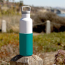 White-Dark Cyan 20 Oz, HYDY - Water bottles, 18/8 (304) Stainless Steel, BPA Free, Reusable