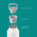 White-Dark Cyan 20 Oz, HYDY - Water bottles, 18/8 (304) Stainless Steel, BPA Free, Reusable