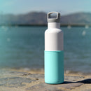 White-Arctic blue 20 Oz, HYDY - Water bottles, 18/8 (304) Stainless Steel, BPA Free, Reusable