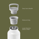 White-Seaweed Green 20 Oz, HYDY - Water bottles, 18/8 (304) Stainless Steel, BPA Free, Reusable