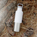 White-Stainless natural silver 20 Oz, HYDY - Water bottles, 18/8 (304) Stainless Steel, BPA Free, Reusable